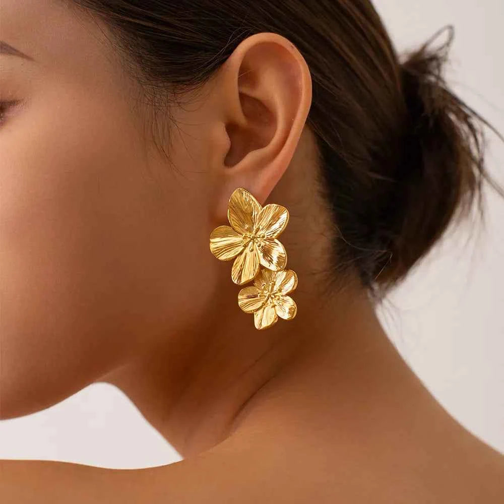 Double Flower Pendant Earrings - Miromor
