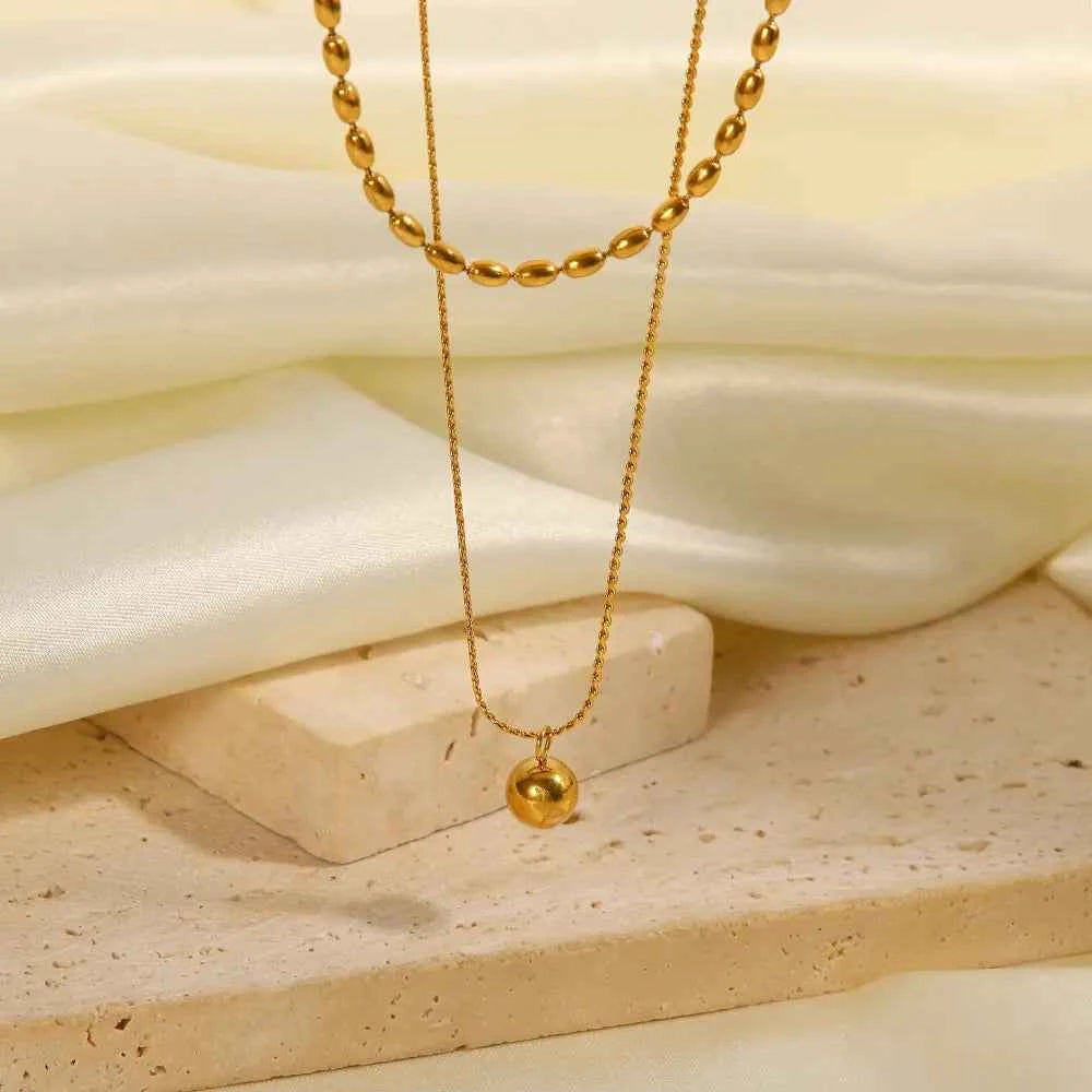 Double-Layer Ball Pendant Necklace - Miromor