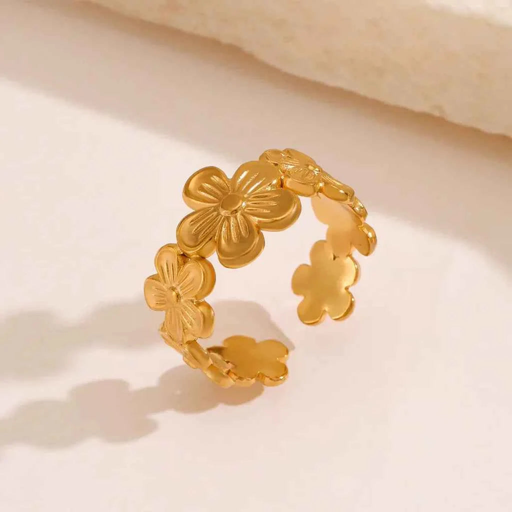 Floral Adjustable Band Ring - Miromor