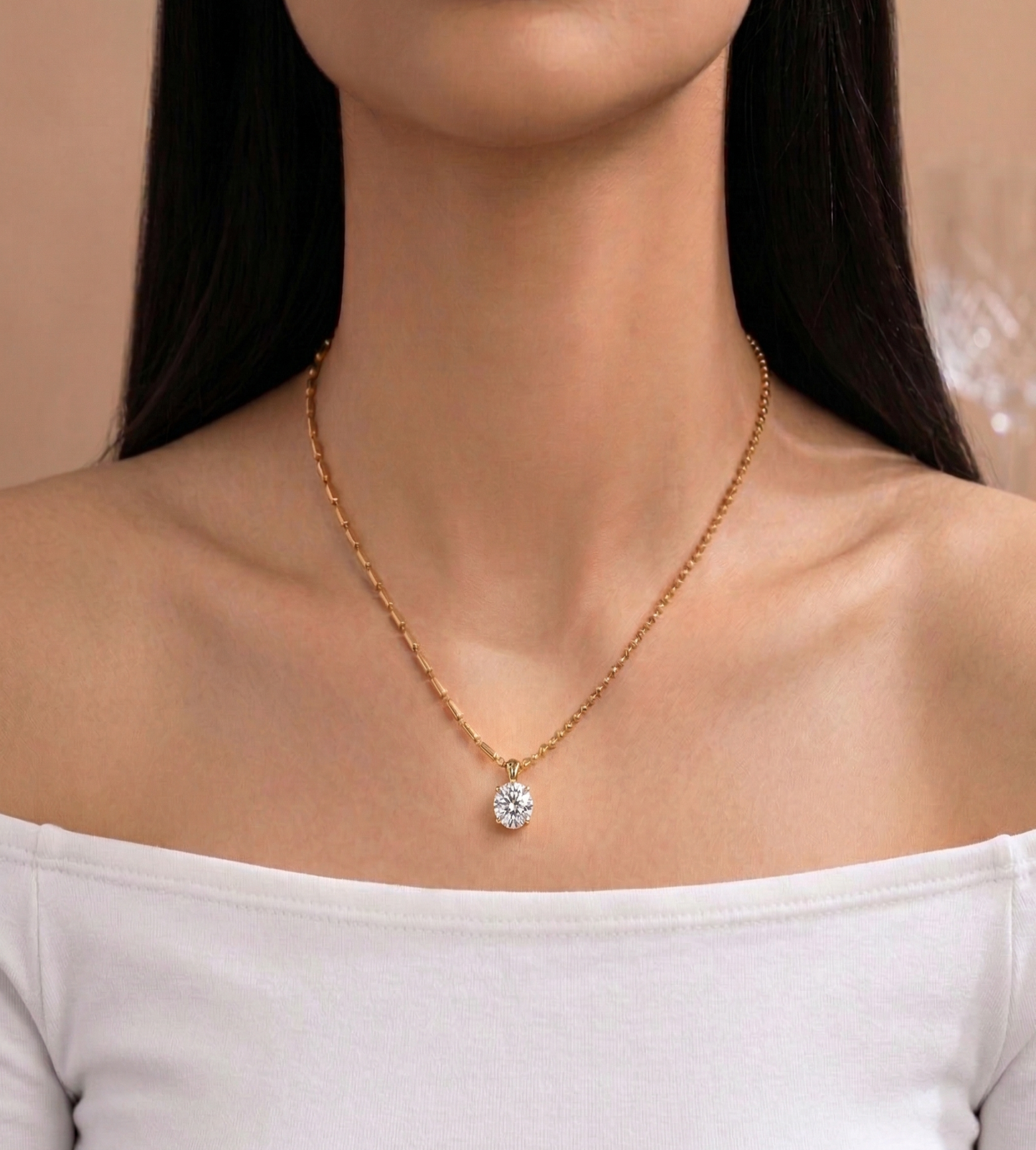 Chic Uneven Zircon Pendant Necklace