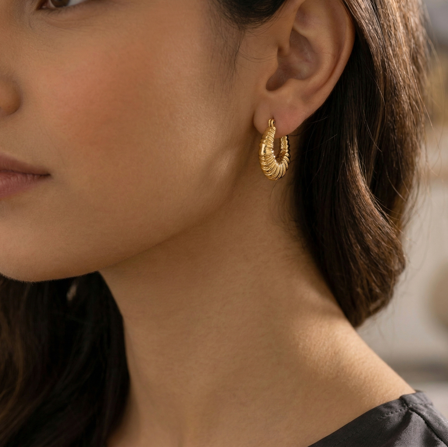 Retro Trend Fine Hoop Earrings