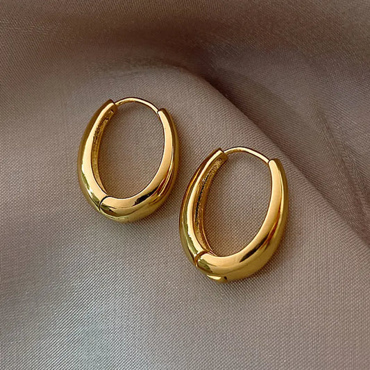 Bold Oval Anti-Tarnish Hoop Earrings