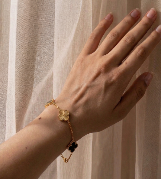 Black and Gold Clover Bracelet