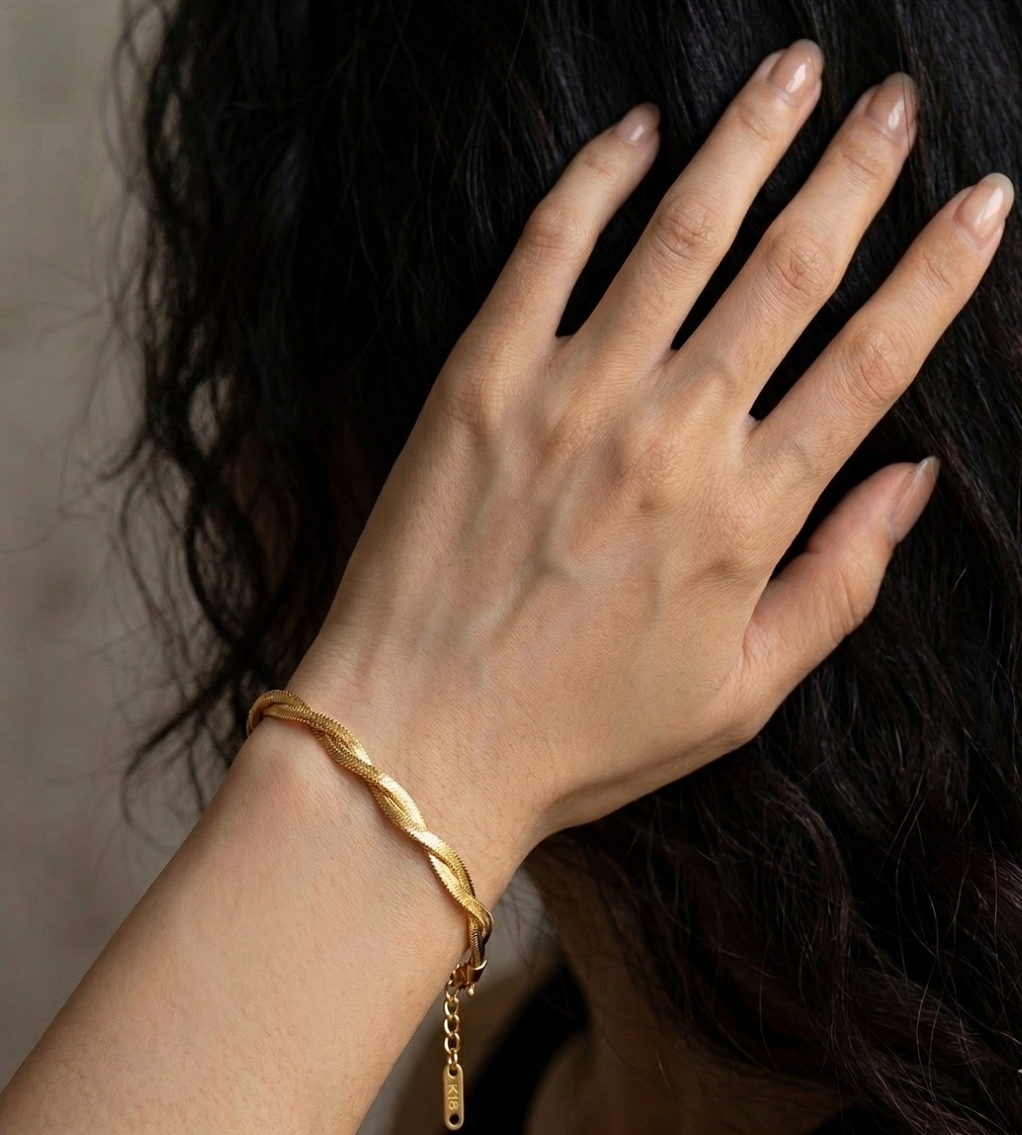 Blush Twisted Herringbone Snake Chain Bracelet