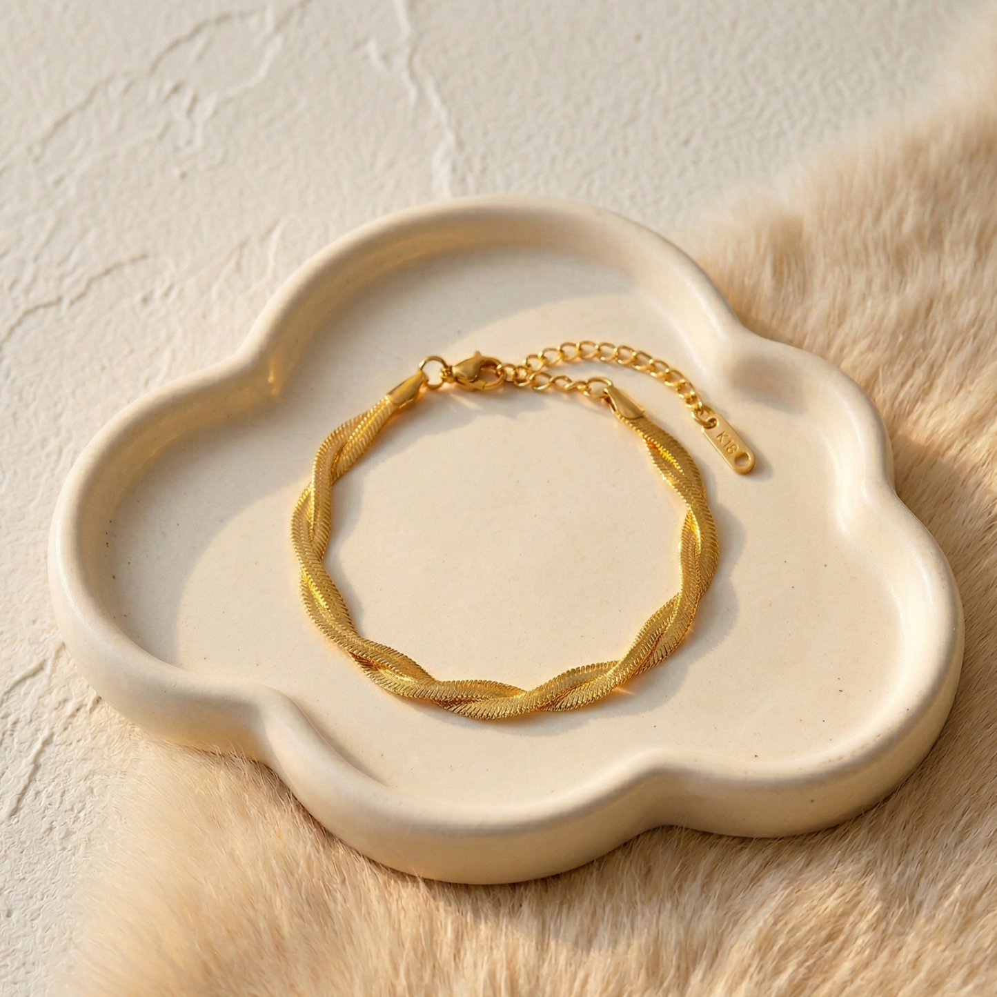 Blush Twisted Herringbone Snake Chain Bracelet