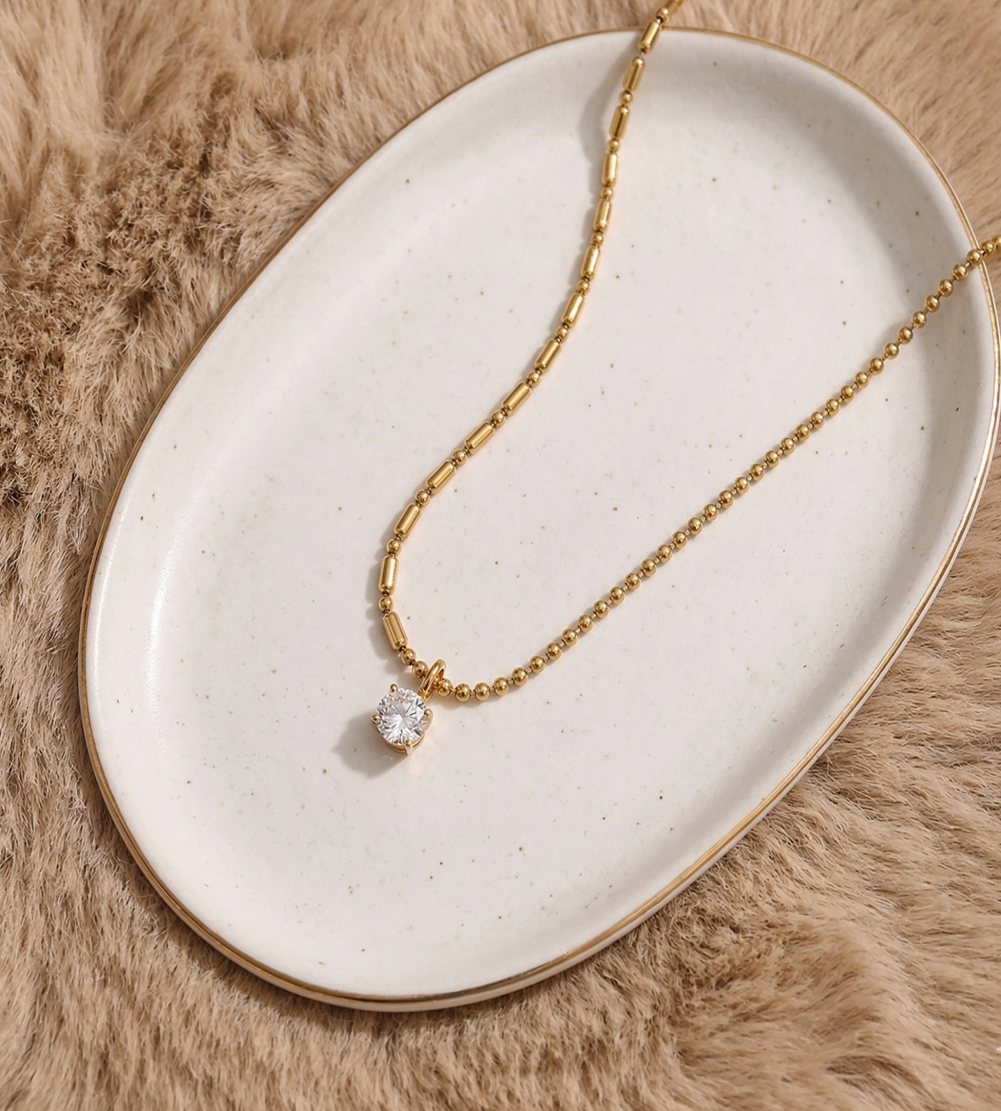 Chic Uneven Zircon Pendant Necklace