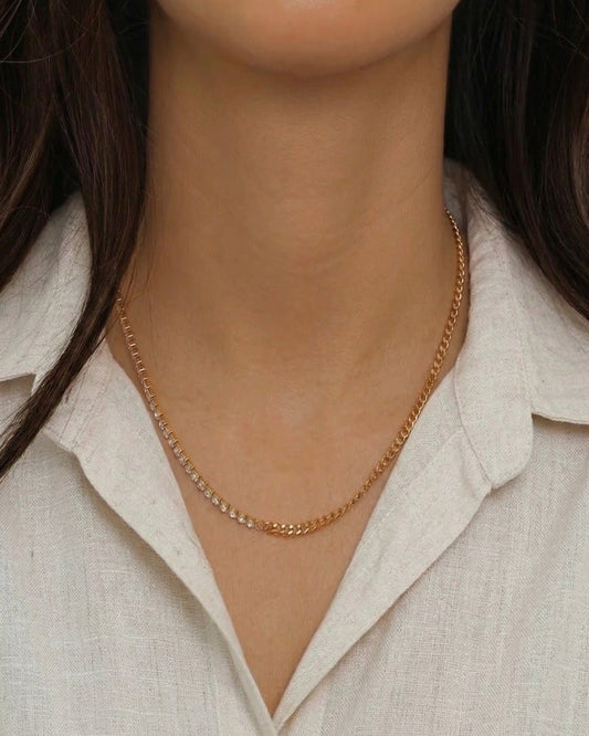 Iced Out Zircon Cuban Link Chain Necklace