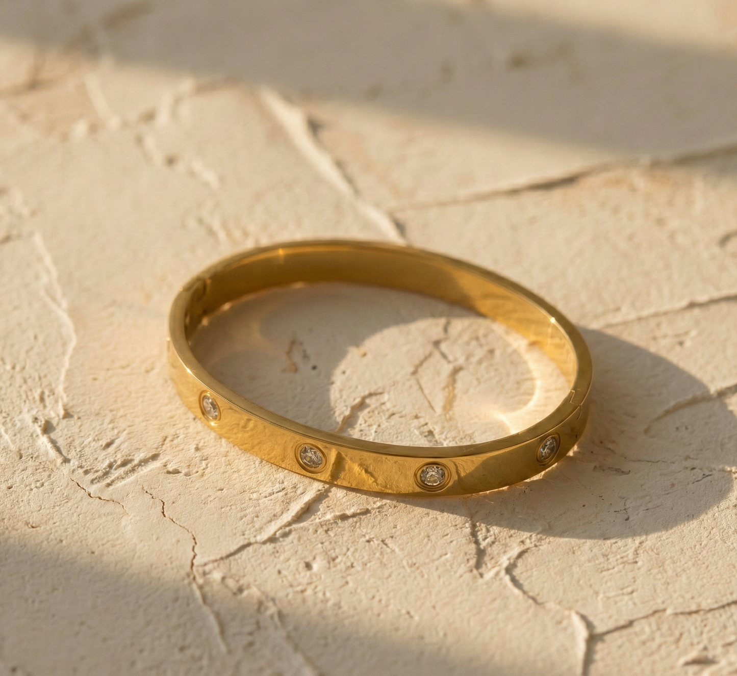 Crystal Gold Hinged Bangle