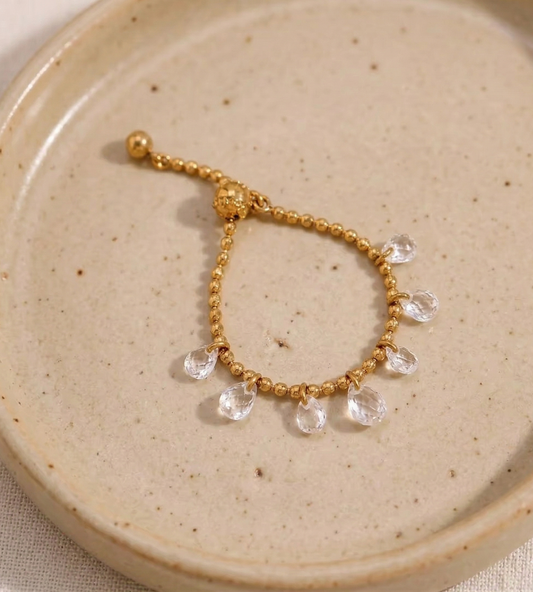 Crystal Drop Charm Adjustable Ring