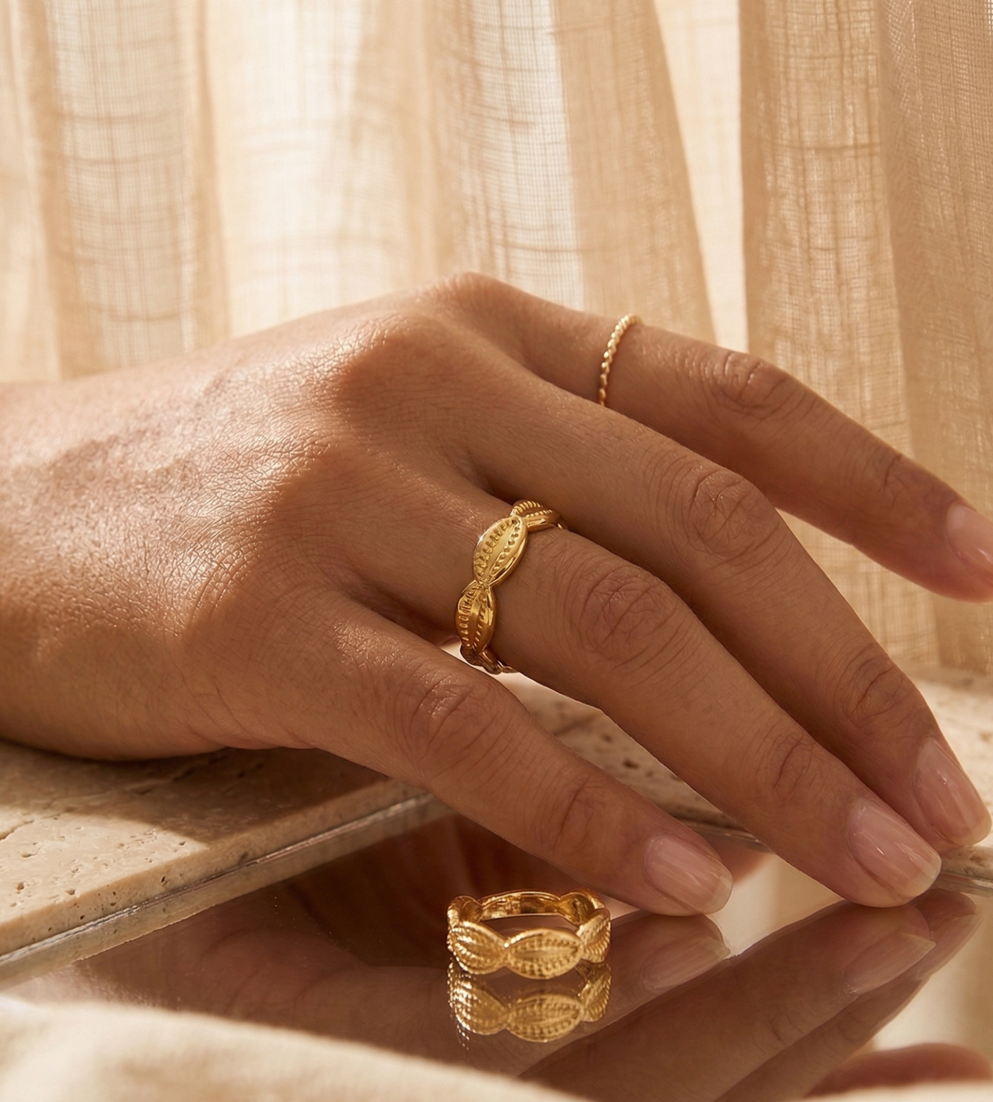 Boho Cowrie Shell Gold Ring
