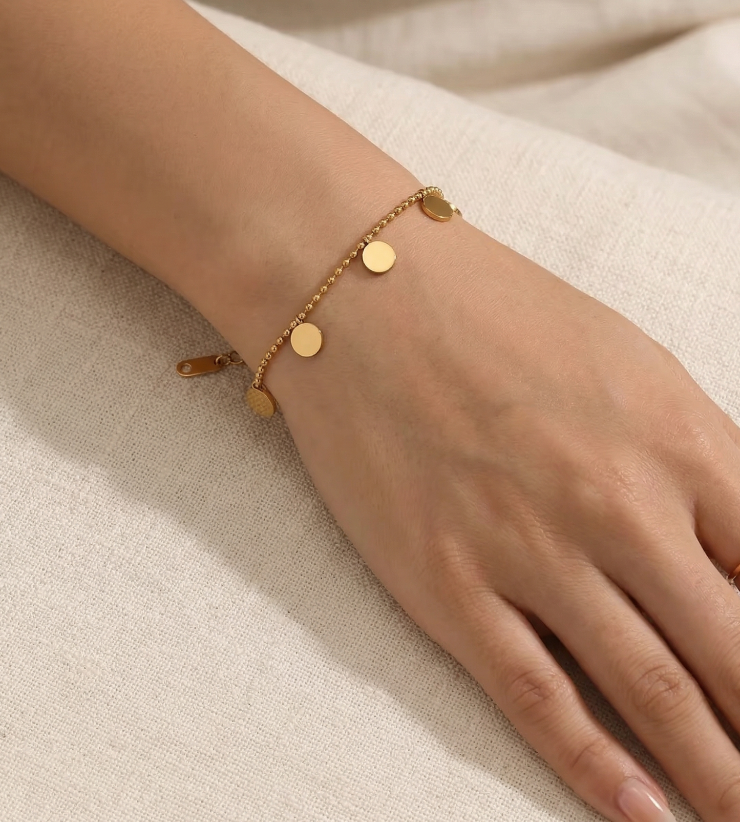 Gold Disc Charm Bracelet