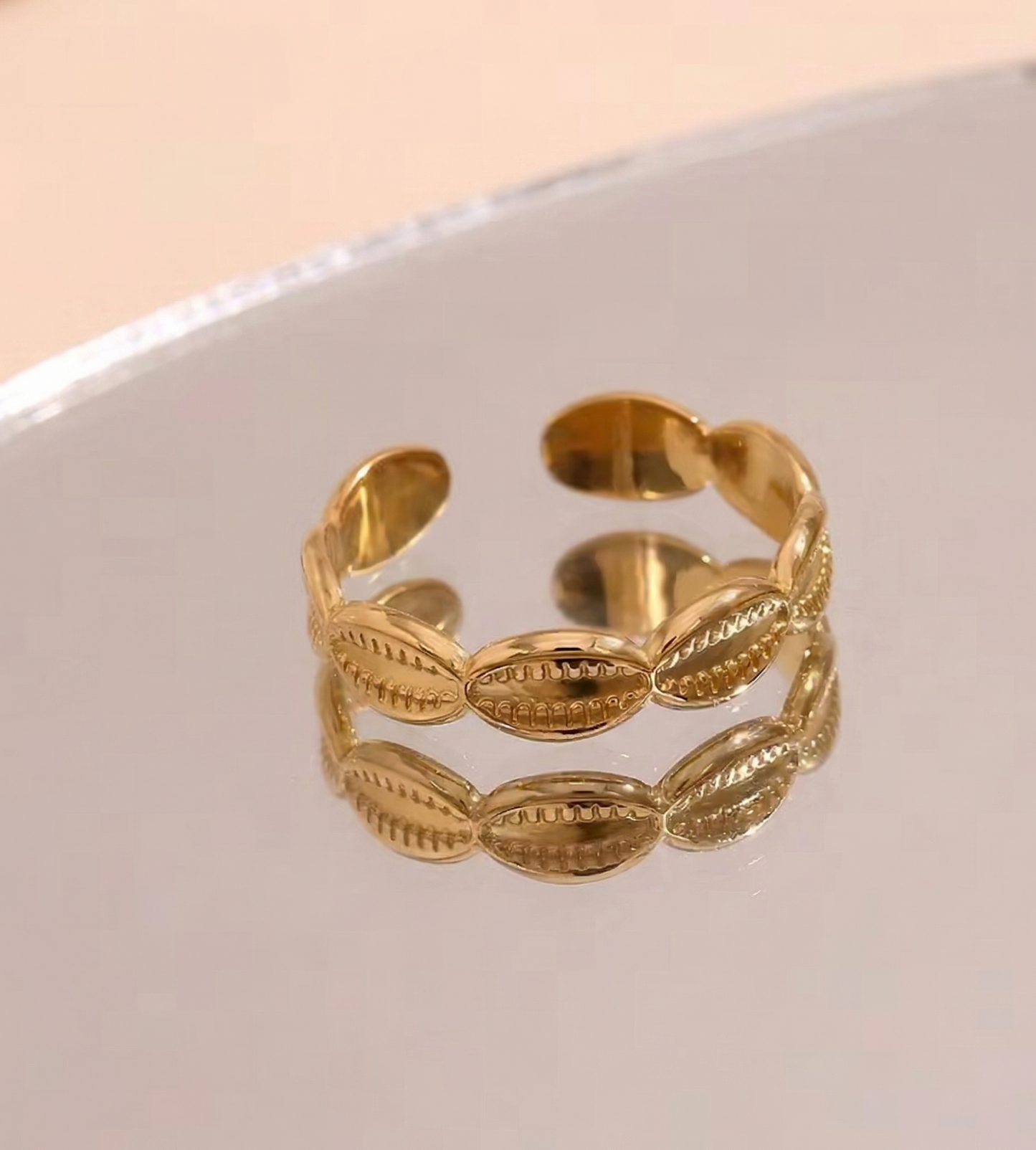Boho Cowrie Shell Gold Ring