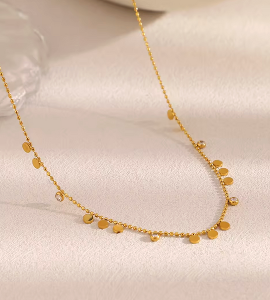 Modern Flat Disc Charm Necklace