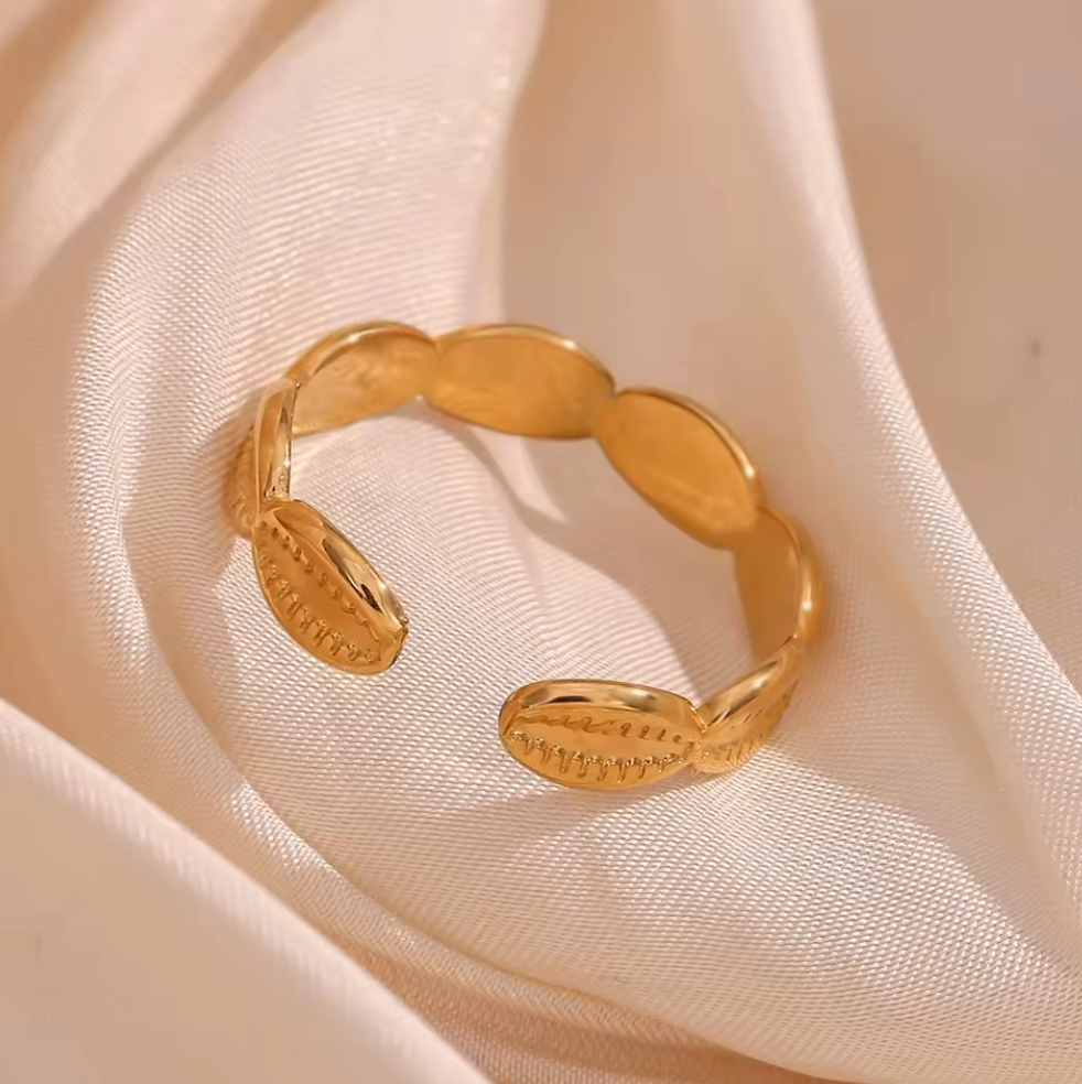 Boho Cowrie Shell Gold Ring