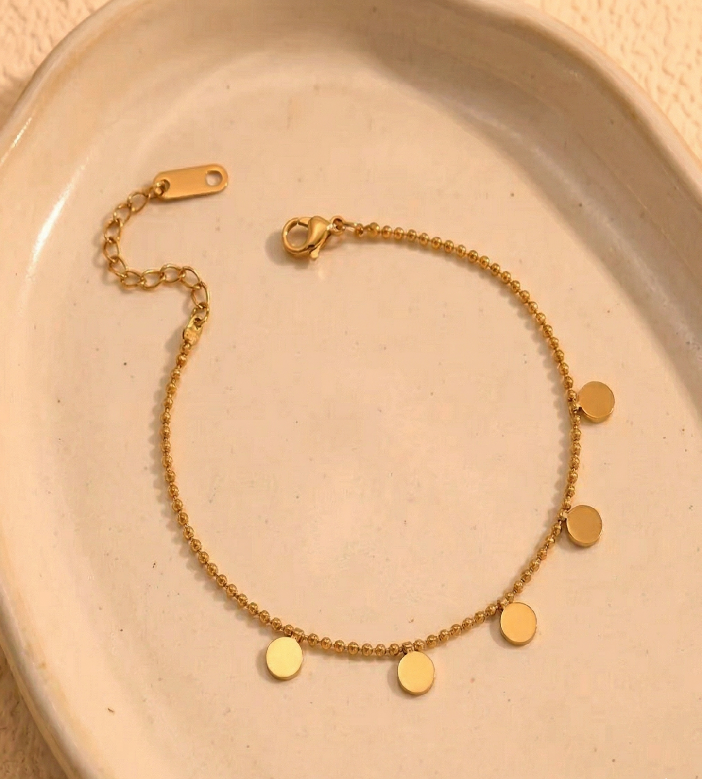 Gold Disc Charm Bracelet