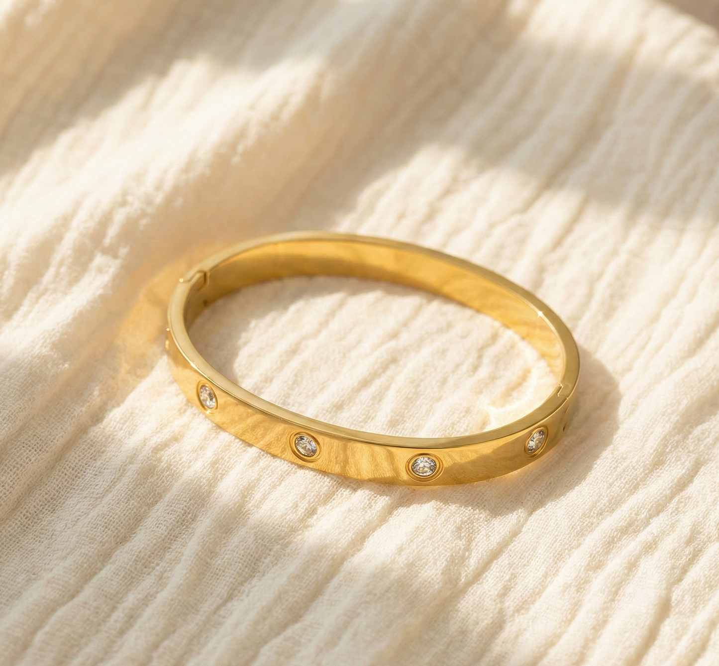 Crystal Gold Hinged Bangle