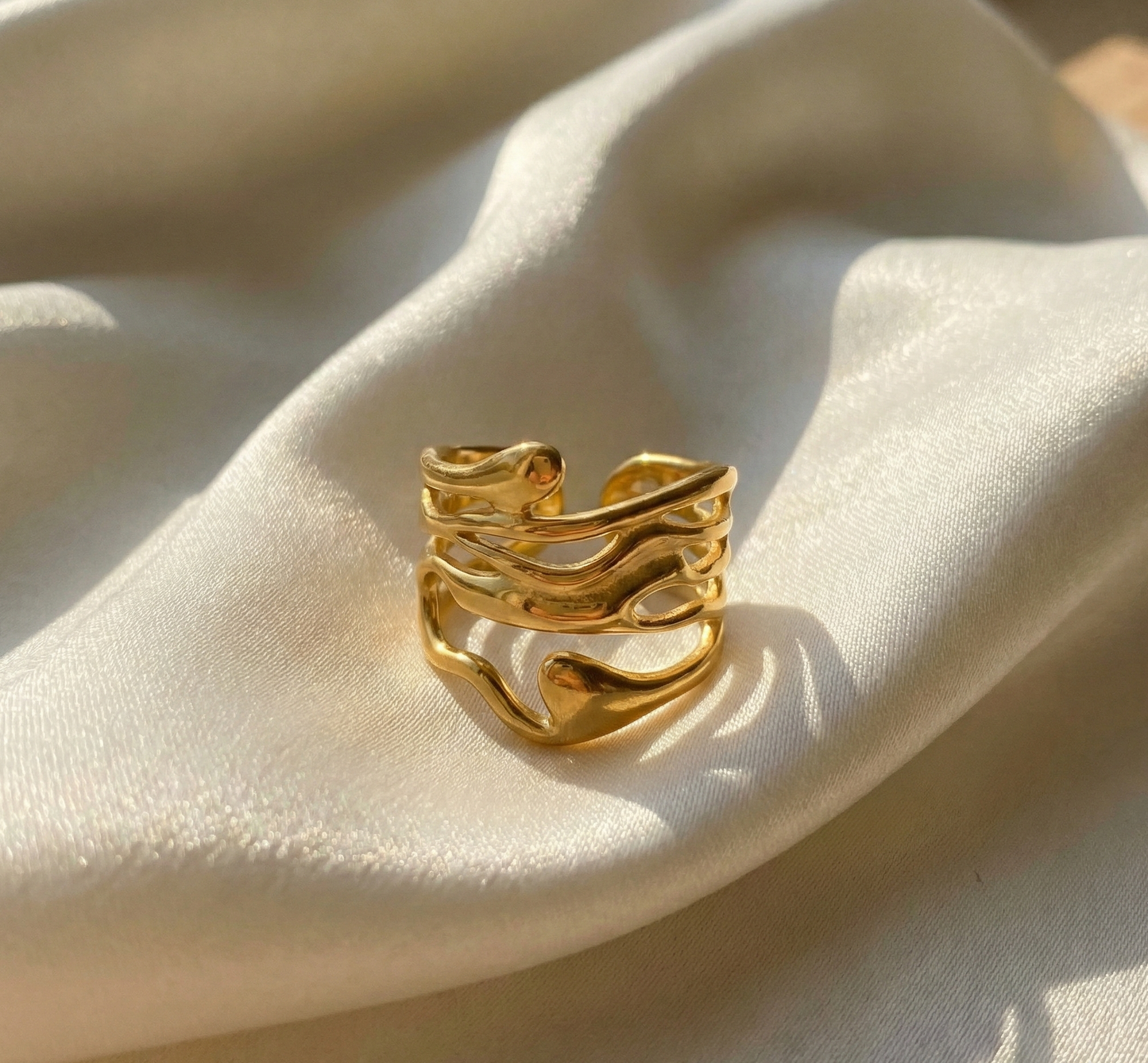 Chunky Abstract Wide Band Ring