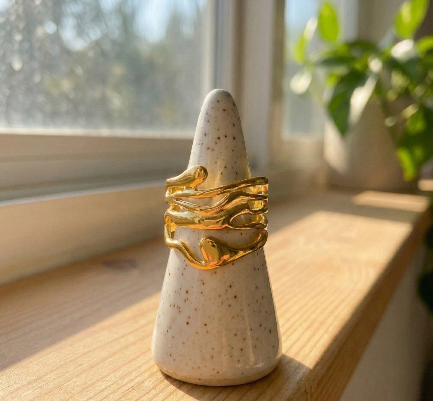 Chunky Abstract Wide Band Ring