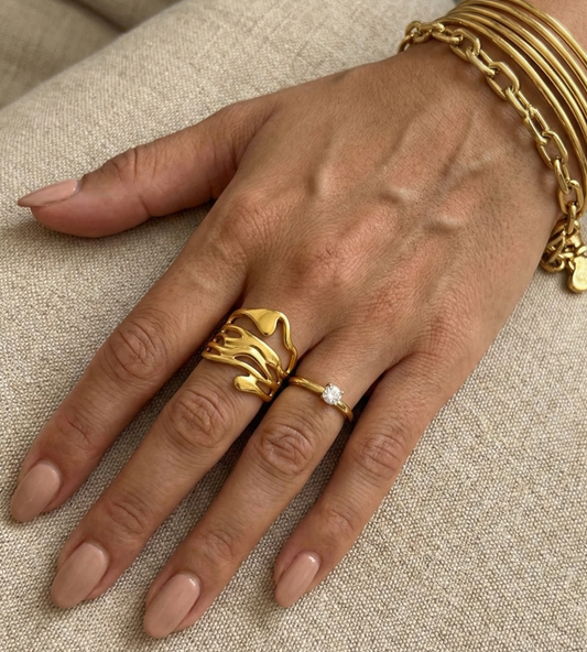 Chunky Abstract Wide Band Ring