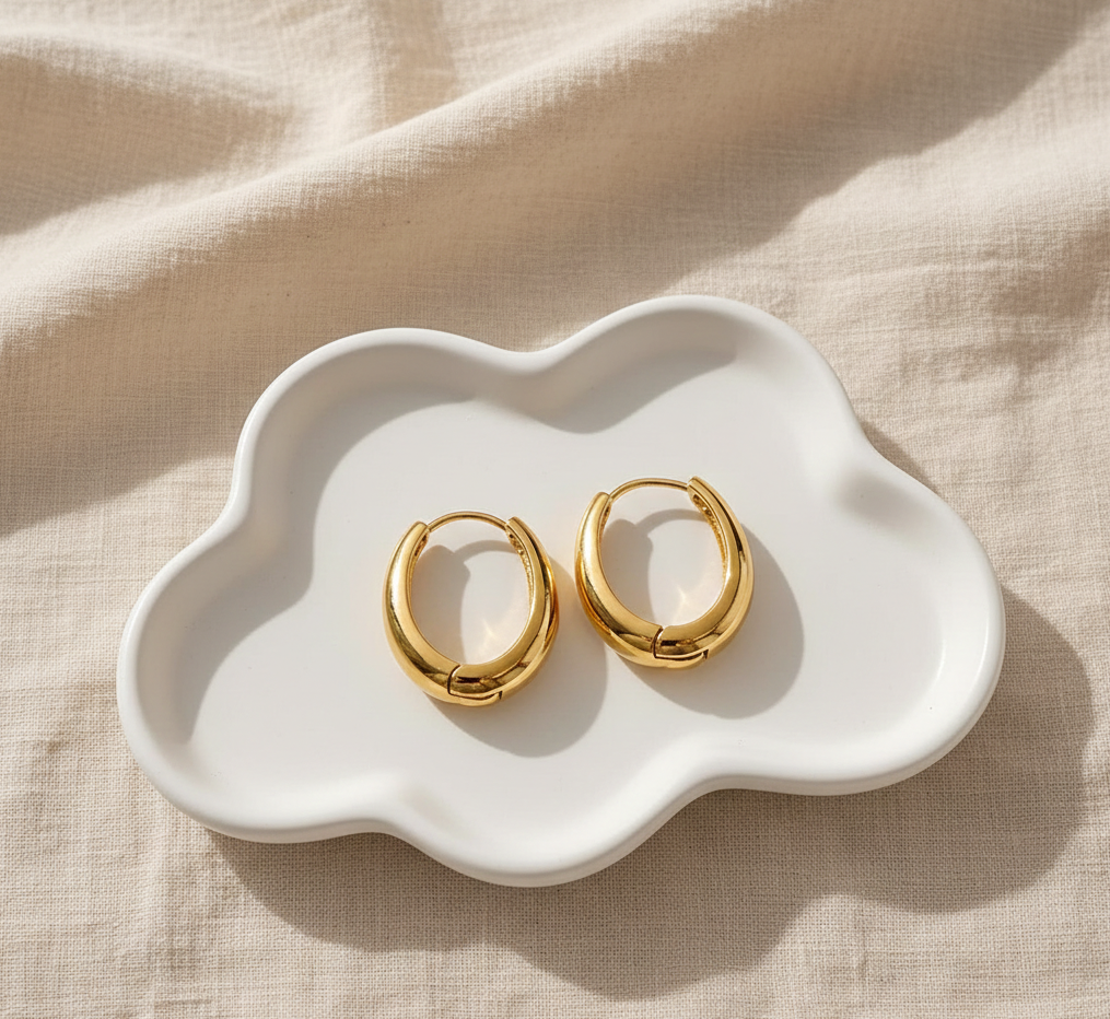 Bold Oval Anti-Tarnish Hoop Earrings